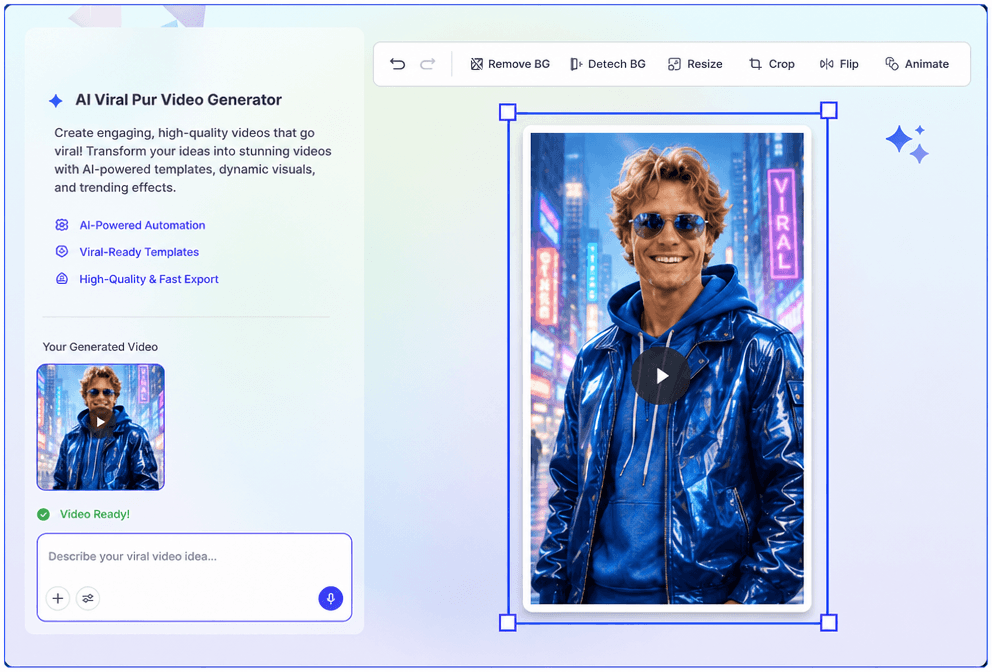 AI Viral Pur Video Generator – Create Trending Videos for Shorts, TikTok, Instagram AI Viral Pur Video Generator – Create Trending Videos for Shorts, TikTok, Instagram